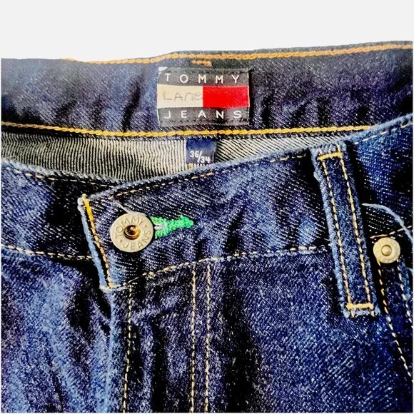 Tommy Hilfiger Men's Stretch Vintage 36x34 Dark Wash Jeans Y2K Streetwear - Picture 2 of 15